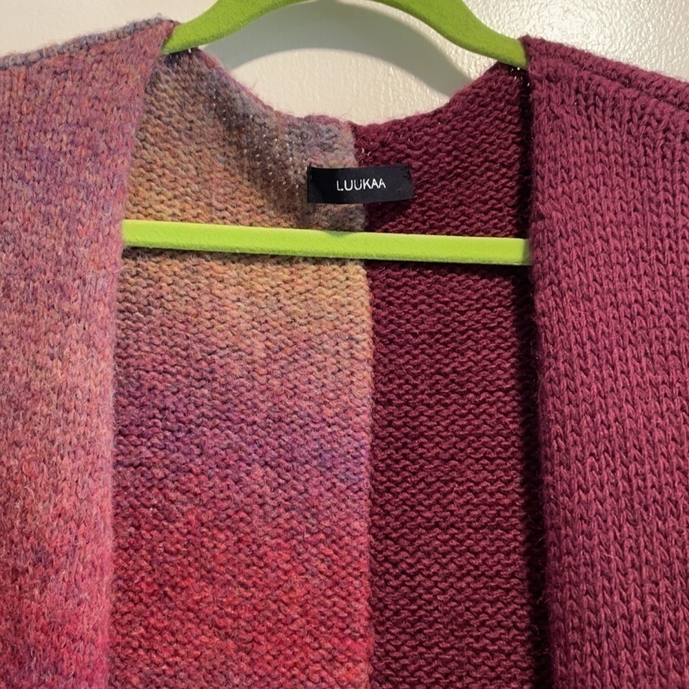 Luukaa Maroon Split Multi Colored Half Open Sweat… - image 2
